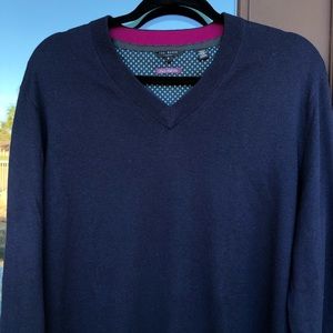 Ted Baker London Navy Long-Sleeve V-neck Sweater UK6 (US XL)